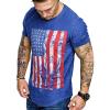 COOFANDY Men Muscle Workout T Shirt Gym Bodybuilding Active Short Sleeve Tee Top Black(One Piece- Blue American Flag)