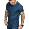 COOFANDY Men Muscle Workout T Shirt Gym Bodybuilding Active Short Sleeve Tee Top Black(One Piece- Dark Blue)