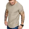 COOFANDY Men Muscle Workout T Shirt Gym Bodybuilding Active Short Sleeve Tee Top Black(One Piece- Khaki)