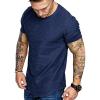 COOFANDY Men Muscle Workout T Shirt Gym Bodybuilding Active Short Sleeve Tee Top Black(One Piece- Navy Blue)