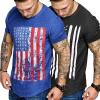 COOFANDY Men Muscle Workout T Shirt Gym Bodybuilding Active Short Sleeve Tee Top Black(Two Pack- Black American Flag/Blue American Flag)