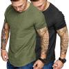 COOFANDY Men Muscle Workout T Shirt Gym Bodybuilding Active Short Sleeve Tee Top Black(Two Pack- Black/Army Green)