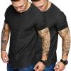 COOFANDY Men Muscle Workout T Shirt Gym Bodybuilding Active Short Sleeve Tee Top Black(Two Pack- Black/Black)
