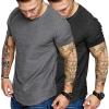 COOFANDY Men Muscle Workout T Shirt Gym Bodybuilding Active Short Sleeve Tee Top Black(Two Pack- Black/Grey)