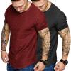 COOFANDY Men Muscle Workout T Shirt Gym Bodybuilding Active Short Sleeve Tee Top Black(Two Pack- Black/Wine Red)
