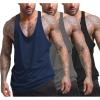 COOFANDY Men’s 3 Pack Tank Tops Gym Workout Shirt Y-Back Sleeveless Muscle Fitness Bodybuilding Tank Shirts(Black/Navy/Medium Gray)