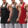 COOFANDY Men’s 3 Pack Tank Tops Gym Workout Shirt Y-Back Sleeveless Muscle Fitness Bodybuilding Tank Shirts(Black/Red/Dark Gray)