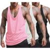 COOFANDY Men’s 3 Pack Tank Tops Gym Workout Shirt Y-Back Sleeveless Muscle Fitness Bodybuilding Tank Shirts(Black/White/Pink)