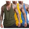 COOFANDY Men’s 3 Pack Tank Tops Gym Workout Shirt Y-Back Sleeveless Muscle Fitness Bodybuilding Tank Shirts(Blue/Yellow/Army Green)