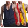 COOFANDY Men’s 3 Pack Tank Tops Gym Workout Shirt Y-Back Sleeveless Muscle Fitness Bodybuilding Tank Shirts(Navy/Red/Yellow)