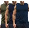 COOFANDY Men’s 3 Pack Workout Tank Tops Gym Muscle Tee Bodybuilding Fitness Sleeveless T Shirts(Army Green/Navy Blue/Blue)
