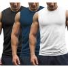 COOFANDY Men’s 3 Pack Workout Tank Tops Gym Muscle Tee Bodybuilding Fitness Sleeveless T Shirts(Black/Blue/White)
