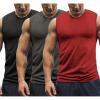 COOFANDY Men’s 3 Pack Workout Tank Tops Gym Muscle Tee Bodybuilding Fitness Sleeveless T Shirts(Black/Dark Grey/Red)
