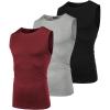 COOFANDY Men’s 3 Pack Workout Tank Tops Gym Muscle Tee Bodybuilding Fitness Sleeveless T Shirts(Black/Light Grey/Wine Red)