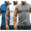 COOFANDY Men’s 3 Pack Workout Tank Tops Gym Muscle Tee Bodybuilding Fitness Sleeveless T Shirts(Blue/White/Grey)