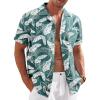 COOFANDY Mens Casual Cotton Linen Shirt Short Sleeve Button Up Shirts Summer Beach Top(Green – Banana Leaf)