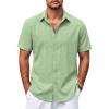 COOFANDY Mens Casual Short Sleeve Button Down Shirts Summer Untucked Wrinkle Free Shirts(Ice Green)