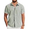 COOFANDY Mens Casual Short Sleeve Shirts Button Down Summer Beach Shirt Lightweight Textured Tops with Pocket(Light Green)