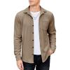 COOFANDY Men’s Corduroy Shirt Casual Shacket Long Sleeve Button Down Lightweight Jacket(Brown)