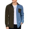 COOFANDY Men’s Corduroy Shirt Casual Shacket Long Sleeve Button Down Lightweight Jacket(Color Block – Green)