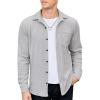 COOFANDY Men’s Corduroy Shirt Casual Shacket Long Sleeve Button Down Lightweight Jacket(Grey)