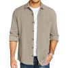 COOFANDY Men’s Corduroy Shirt Casual Shacket Long Sleeve Button Down Lightweight Jacket(Khaki)