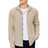 COOFANDY Men’s Corduroy Shirt Casual Shacket Long Sleeve Button Down Lightweight Jacket(Light Brown)