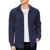 COOFANDY Men’s Corduroy Shirt Casual Shacket Long Sleeve Button Down Lightweight Jacket(Navy Blue)