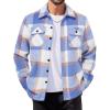 COOFANDY Men’s Flannel Jacket Fleece Shacket Plaid Shirt Jackets Warm Thick Long Sleeve Button Down Fall Outwear(Blue Block)