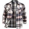 COOFANDY Men’s Flannel Jacket Fleece Shacket Plaid Shirt Jackets Warm Thick Long Sleeve Button Down Fall Outwear(Brown Line)