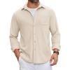 COOFANDY Mens Flannel Shirts Long Sleeve Thermal Button Down Shirt Shacket Lightweight Jacket(Beige)
