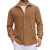 COOFANDY Mens Flannel Shirts Long Sleeve Thermal Button Down Shirt Shacket Lightweight Jacket(Brown)