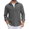 COOFANDY Mens Flannel Shirts Long Sleeve Thermal Button Down Shirt Shacket Lightweight Jacket(Dark Gray)