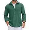 COOFANDY Mens Flannel Shirts Long Sleeve Thermal Button Down Shirt Shacket Lightweight Jacket(Green)