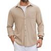 COOFANDY Mens Flannel Shirts Long Sleeve Thermal Button Down Shirt Shacket Lightweight Jacket(Khaki)