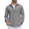COOFANDY Mens Flannel Shirts Long Sleeve Thermal Button Down Shirt Shacket Lightweight Jacket(Light Grey)