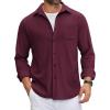 COOFANDY Mens Flannel Shirts Long Sleeve Thermal Button Down Shirt Shacket Lightweight Jacket(Red)