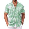 COOFANDY Men’s Hawaiian Floral Shirts Short Sleeve Button Down Shirts Tropical Summer Beach Shirts(Monstera Leaf-green)