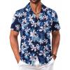 COOFANDY Men’s Hawaiian Floral Shirts Short Sleeve Button Down Shirts Tropical Summer Beach Shirts(White Floral-navy)