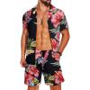COOFANDY Men’s Hawaiian Matching Shirt and Shorts Set Summer Beach 2 Piece Outfits Short Sleeve Cuban Shirts and Shorts(Dream Garden)