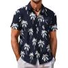 COOFANDY Mens Hawaiian Shirt Short Sleeve Button Down Shirt Tropical Summer Beach Shirt(Coconut Tree-dark Blue)