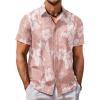 COOFANDY Mens Hawaiian Shirt Short Sleeve Button Down Shirt Tropical Summer Beach Shirt(Flower-hibiscus)
