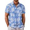 COOFANDY Mens Hawaiian Shirt Short Sleeve Button Down Shirt Tropical Summer Beach Shirt(Flower-light Blue)