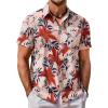 COOFANDY Mens Hawaiian Shirt Short Sleeve Button Down Shirt Tropical Summer Beach Shirt(Flower-lily)