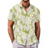COOFANDY Mens Hawaiian Shirt Short Sleeve Button Down Shirt Tropical Summer Beach Shirt(Leaf-green)