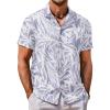 COOFANDY Mens Hawaiian Shirt Short Sleeve Button Down Shirt Tropical Summer Beach Shirt(Leaf-light Purple)