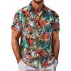 COOFANDY Mens Hawaiian Shirt Short Sleeve Button Down Shirt Tropical Summer Beach Shirt(Monstera-orange)