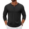 COOFANDY Men’s Henley Shirts Long Sleeve Casual Pullover T-Shirt Fashion Basic Button Shirts(A-black)