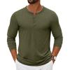 COOFANDY Men’s Henley Shirts Long Sleeve Casual Pullover T-Shirt Fashion Basic Button Shirts(Army Green)