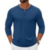 COOFANDY Men’s Henley Shirts Long Sleeve Casual Pullover T-Shirt Fashion Basic Button Shirts(Dark Blue)